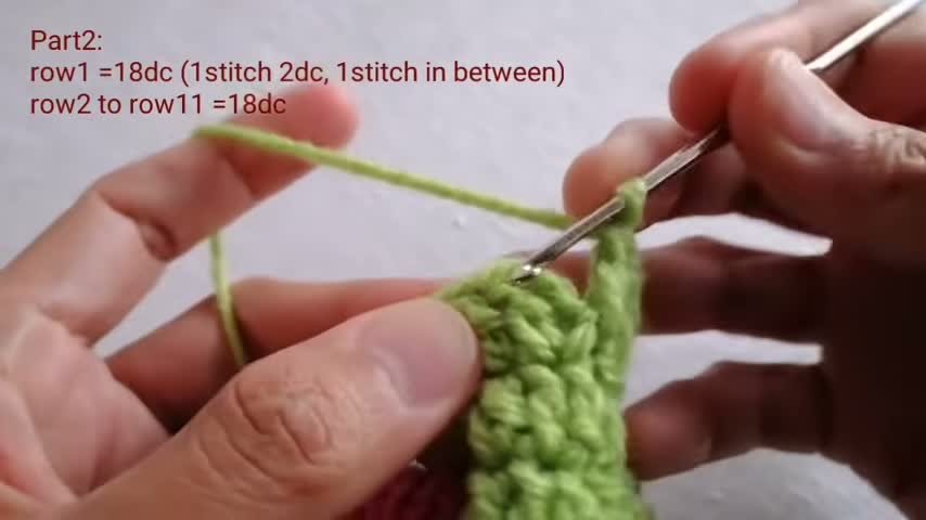 Crocheting the upper cone rows and expanding the stitch count from 12 dc to 18 dc.